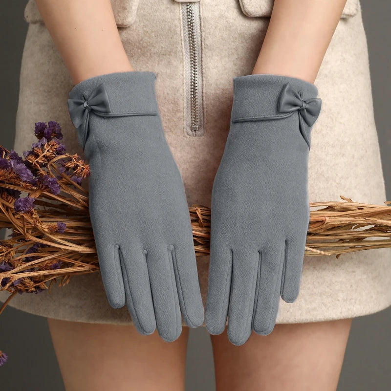 Belle Fleur Elegance: Touchscreen-Vriendelijke Winterhandschoenen met Charmant Strikdetail