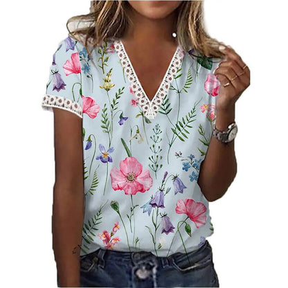 Prachtige Bloemenprint Kant Detail Top - Jouw Stijlstatement