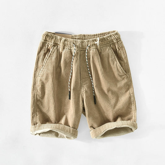 Beige Katoenen Ribstof Zomershorts voor Heren - Sven