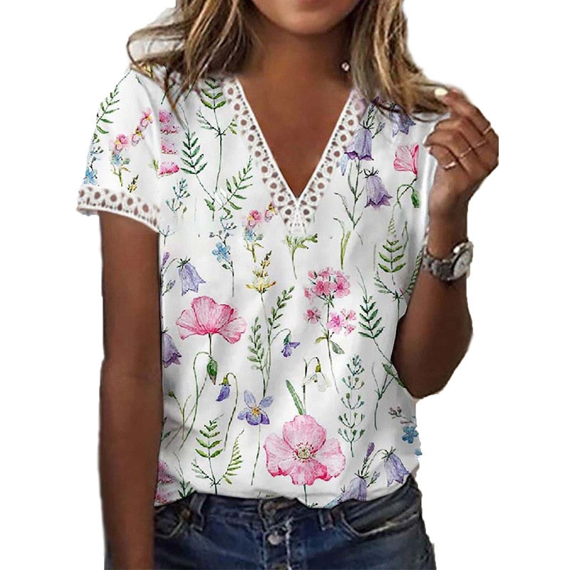 Prachtige Bloemenprint Kant Detail Top - Jouw Stijlstatement