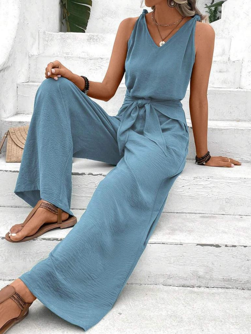 Emmalyn - Blauwe Elegante Jumpsuit