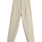 Elegante Polyester Broek met Stretch en Knoopsluiting