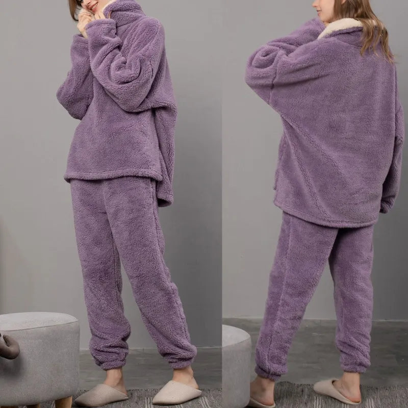 Knuffelcomfort: Luxe Sherpa Fleece Pyjamaset voor Dames