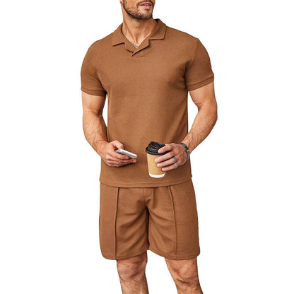 Elegant Heren Italiaans Zomer Set: Ademende Katoenen Polo & Shorts