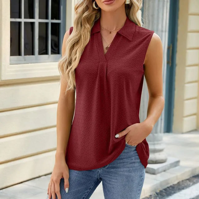 Eloise - Rode Casual Mouwloze Top