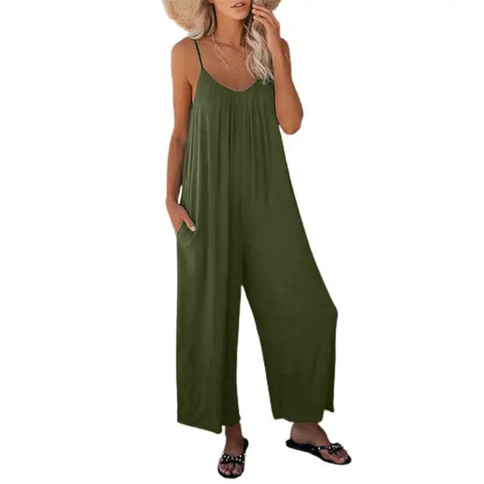 Brenna - Donkerblauwe Spaghetti Bandjes Jumpsuit