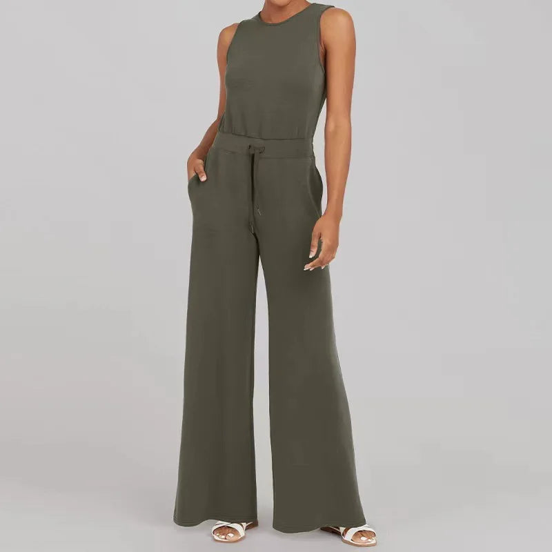 Beige Jumpsuit met Trekkoord - Ella