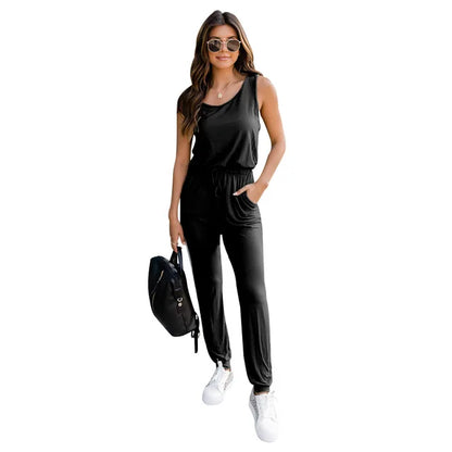 Areanna - Zwarte Casual Mouwloze Jumpsuit