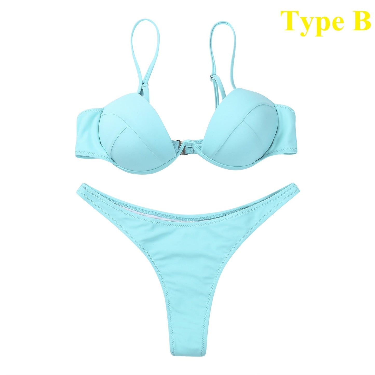 Maya - Blauwe Bandage Braziliaanse Bikini Zonder Vulling