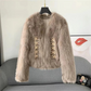 Elegantie Fluistering: Marquise-Inspireerde Luxe Faux Fur Jas met Juweel Sluitingen