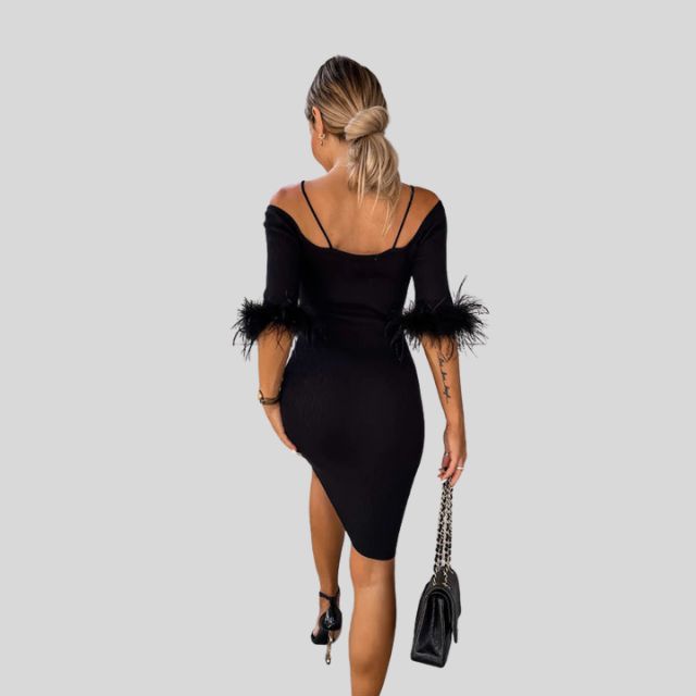 Isa - Roze Off-the-Shoulder Ribjurk met Verenrand