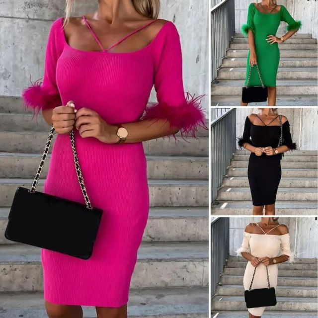 Isa - Roze Off-the-Shoulder Ribjurk met Verenrand