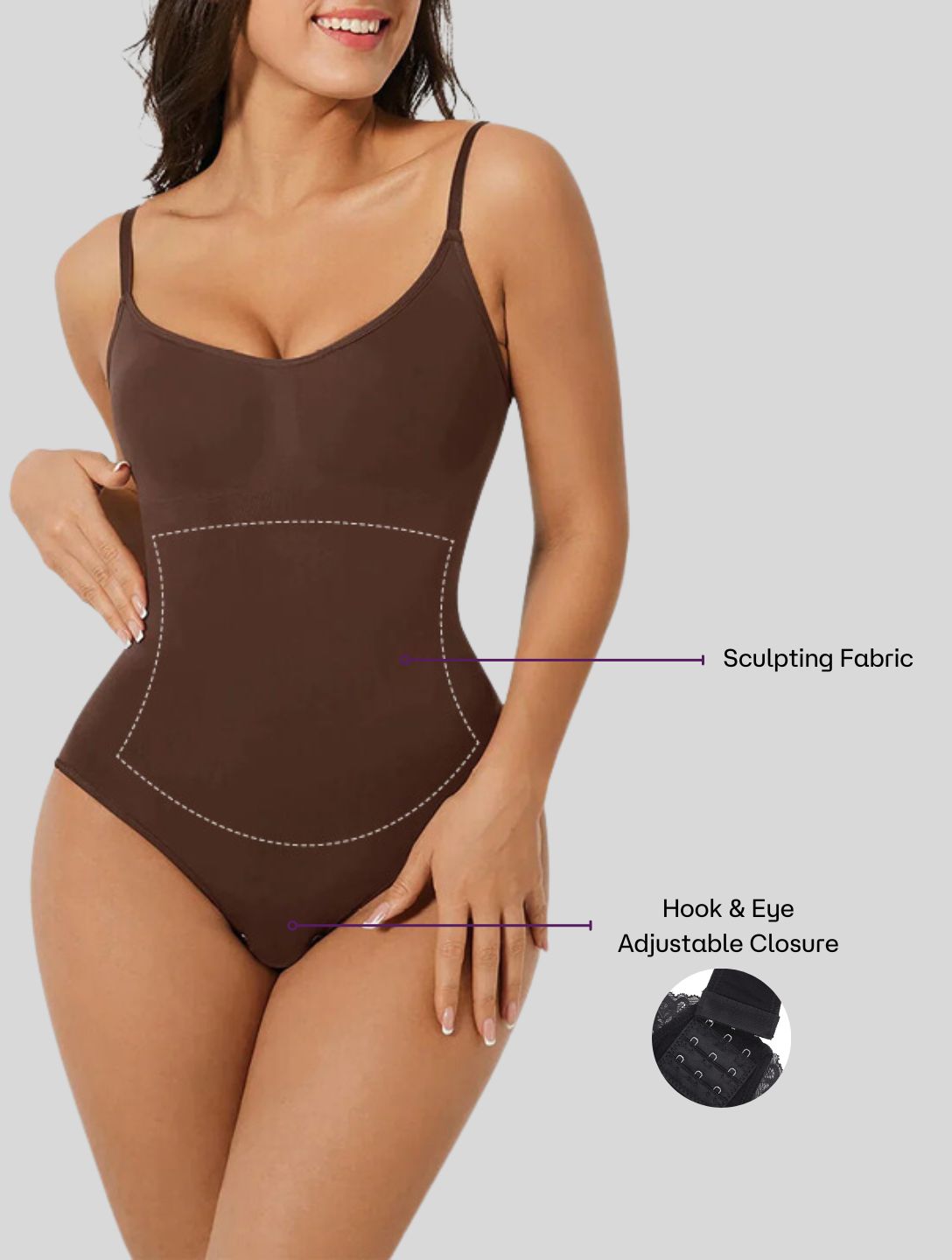 Zoë - Bruine Getailleerde Bodysuit