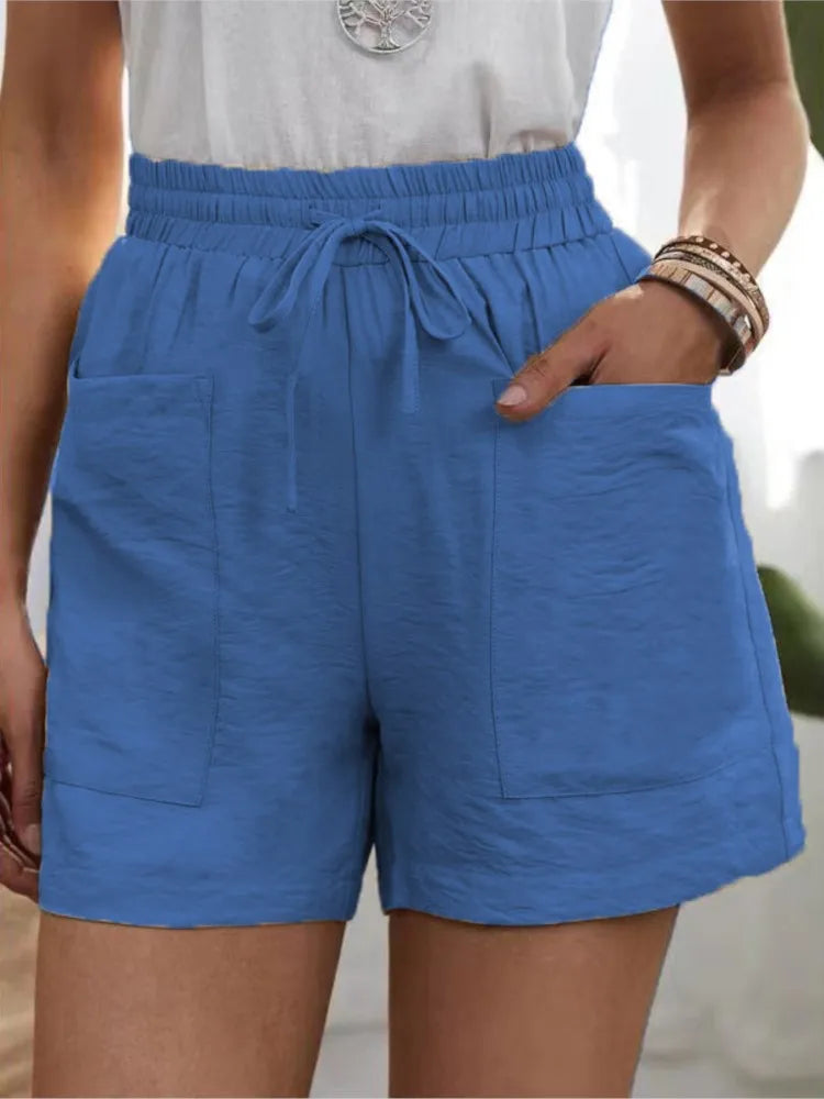 Chique Comfort: Casual Losvallende Shorts met Dubbele Zakken