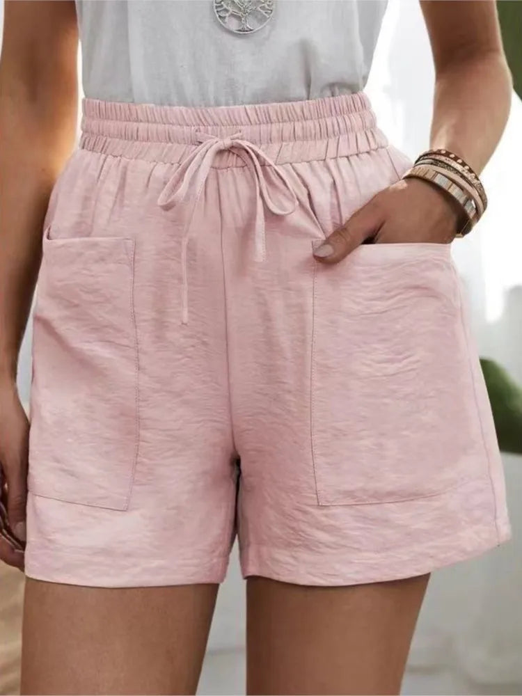 Chique Comfort: Casual Losvallende Shorts met Dubbele Zakken