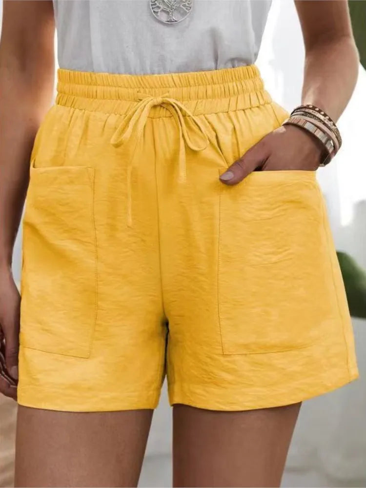 Chique Comfort: Casual Losvallende Shorts met Dubbele Zakken