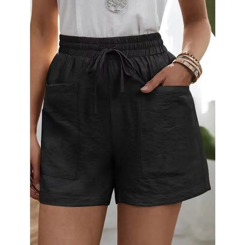 Chique Comfort: Casual Losvallende Shorts met Dubbele Zakken