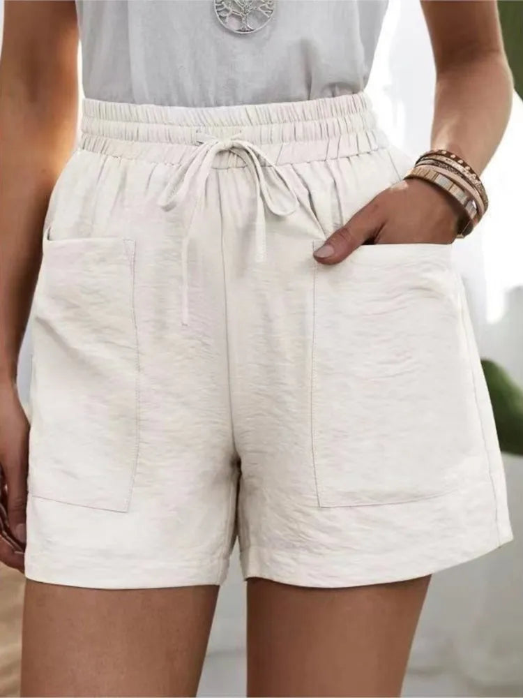 Chique Comfort: Casual Losvallende Shorts met Dubbele Zakken