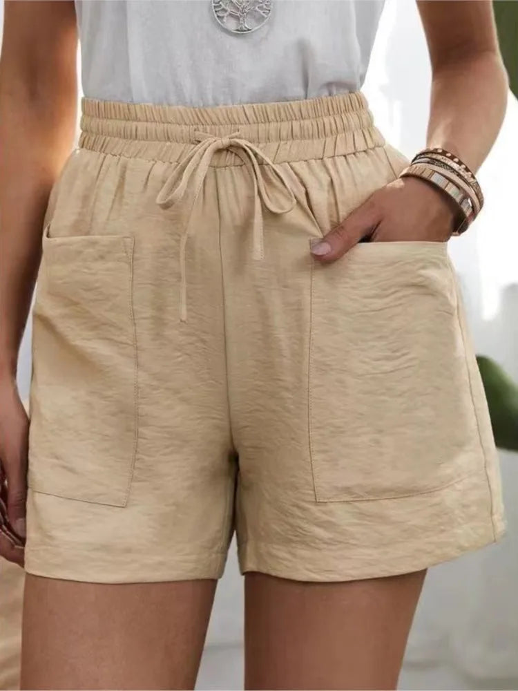 Chique Comfort: Casual Losvallende Shorts met Dubbele Zakken