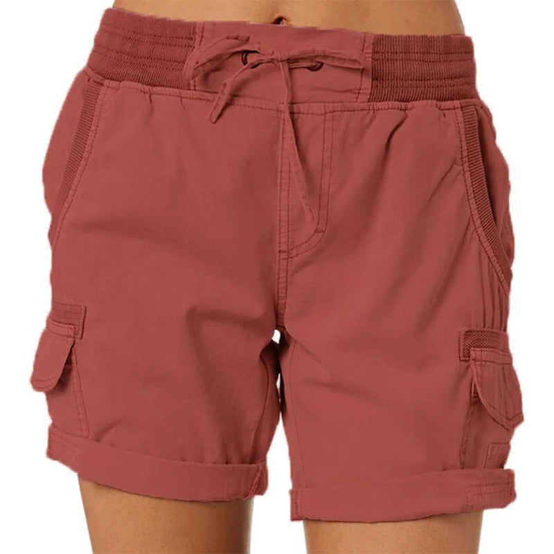 Chique Comfort: Dames High-Waisted Katoen Linnen Shorts - Luchtige Elegantie