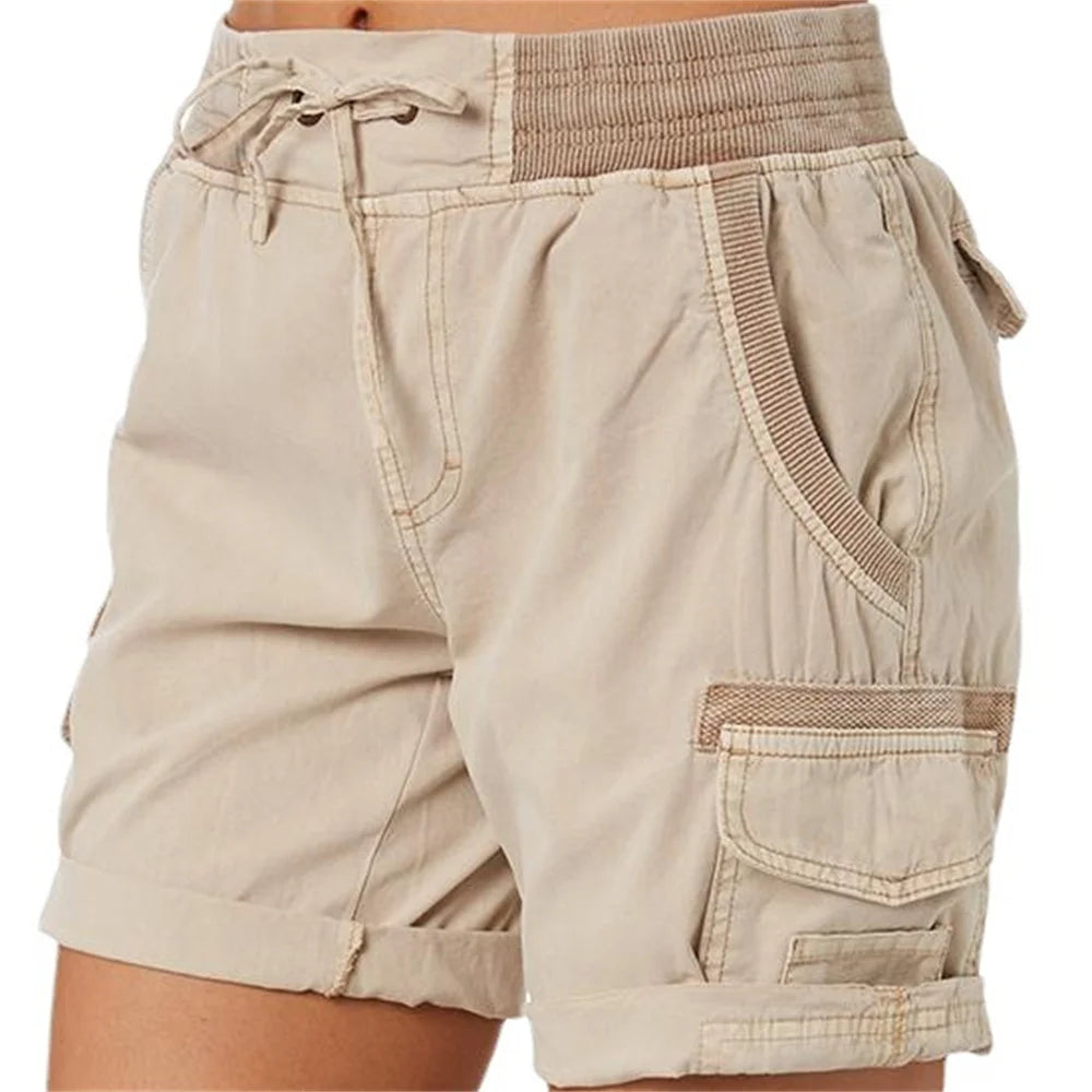 Chique Comfort: Dames High-Waisted Katoen Linnen Shorts - Luchtige Elegantie