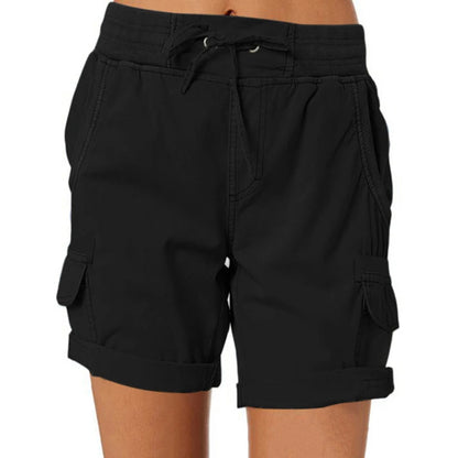 Chique Comfort: Dames High-Waisted Katoen Linnen Shorts - Luchtige Elegantie