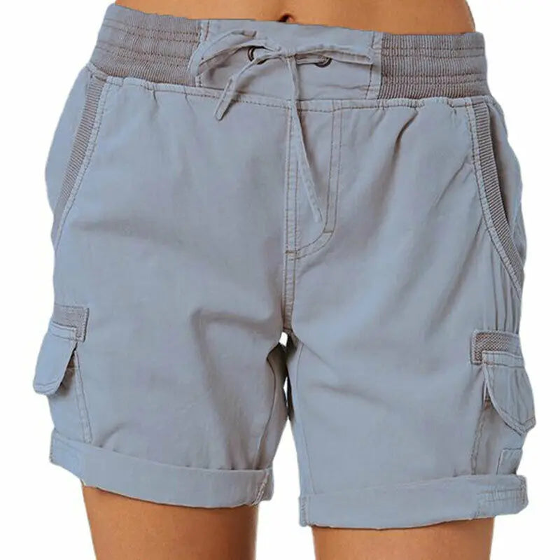 Chique Comfort: Dames High-Waisted Katoen Linnen Shorts - Luchtige Elegantie