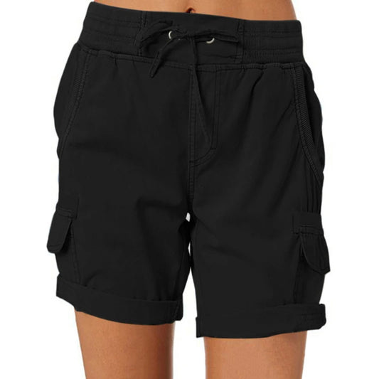 Chique Comfort: Dames High-Waisted Katoen Linnen Shorts - Luchtige Elegantie