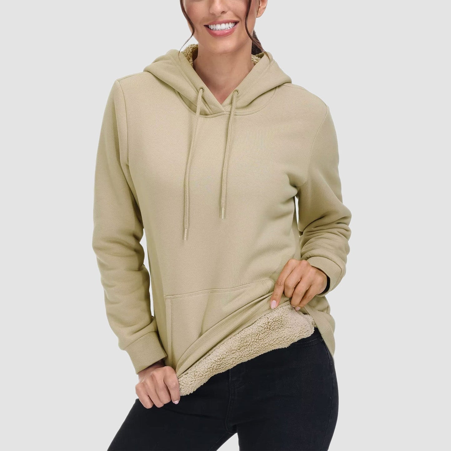 Gezellige Comfort Sherpa Hoodie: Fleece-Gevoerde Trui met Zak