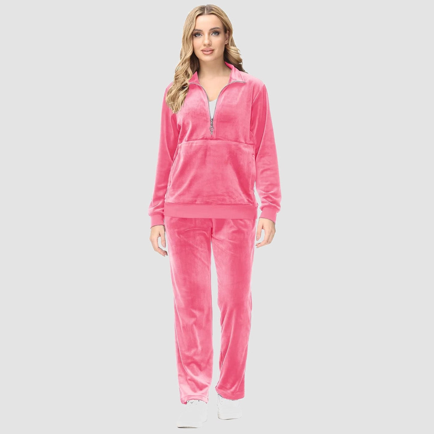 Luxe Warmte: Dames Velours Half-Rits Fleece Trui – Knusse Elegantie