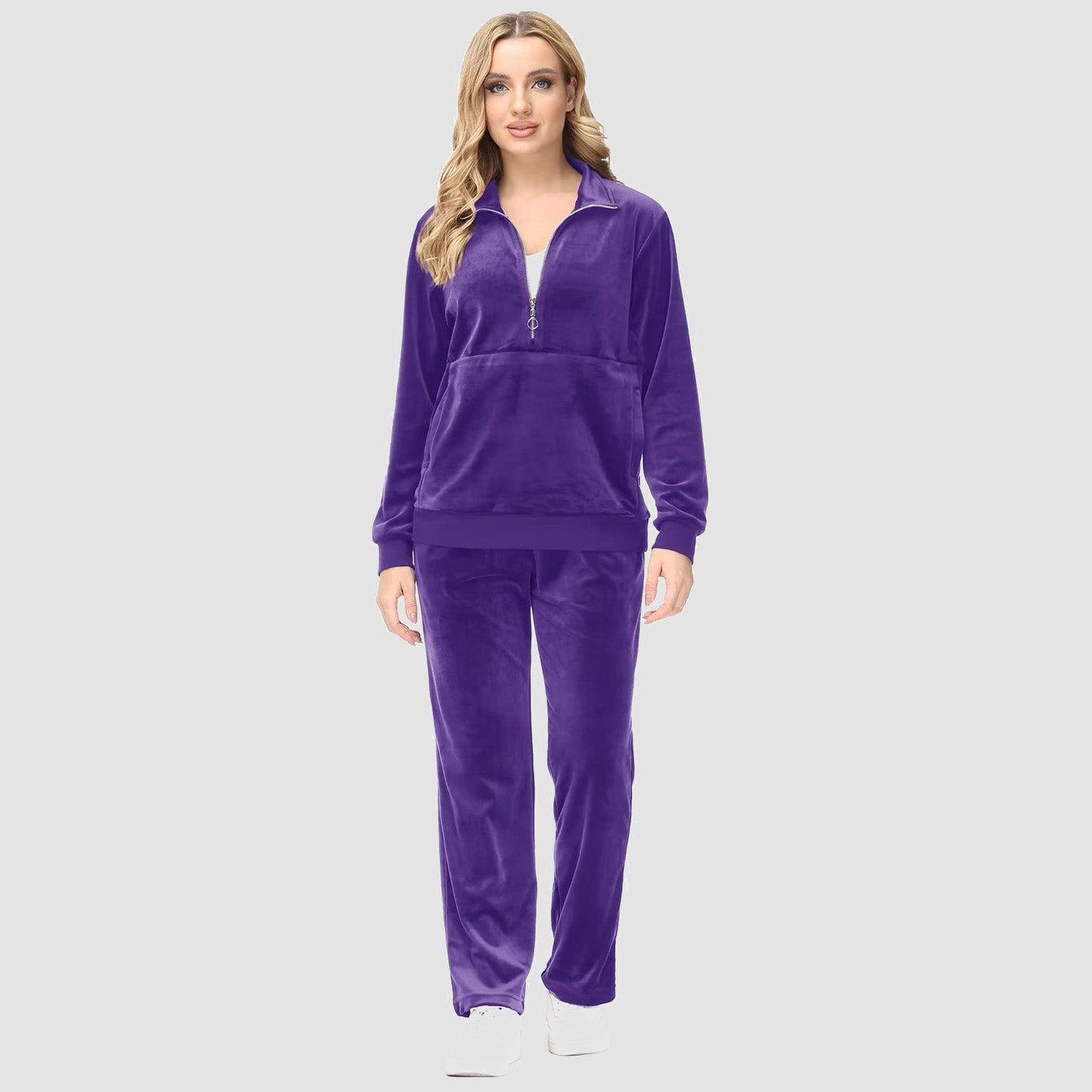 Luxe Warmte: Dames Velours Half-Rits Fleece Trui – Knusse Elegantie