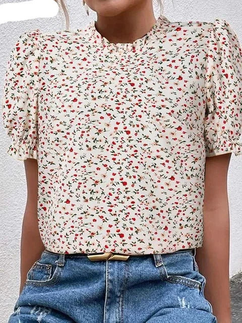 Zwarte Zanzea Bloemenprint Blouse - Lenda