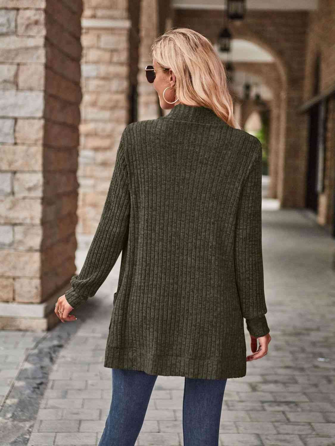 Comfort Stretch Open Front Cardigan met Zakken