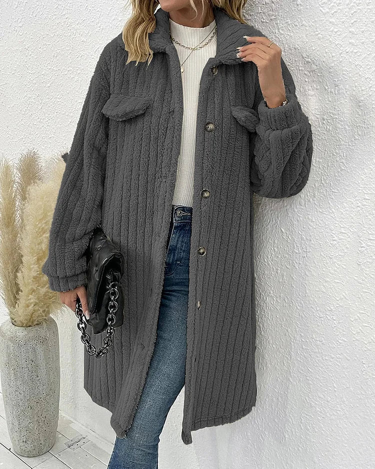 Gezellige Katoenmix Casual Jas - Dik Fleece met Klassieke Shearling Revers