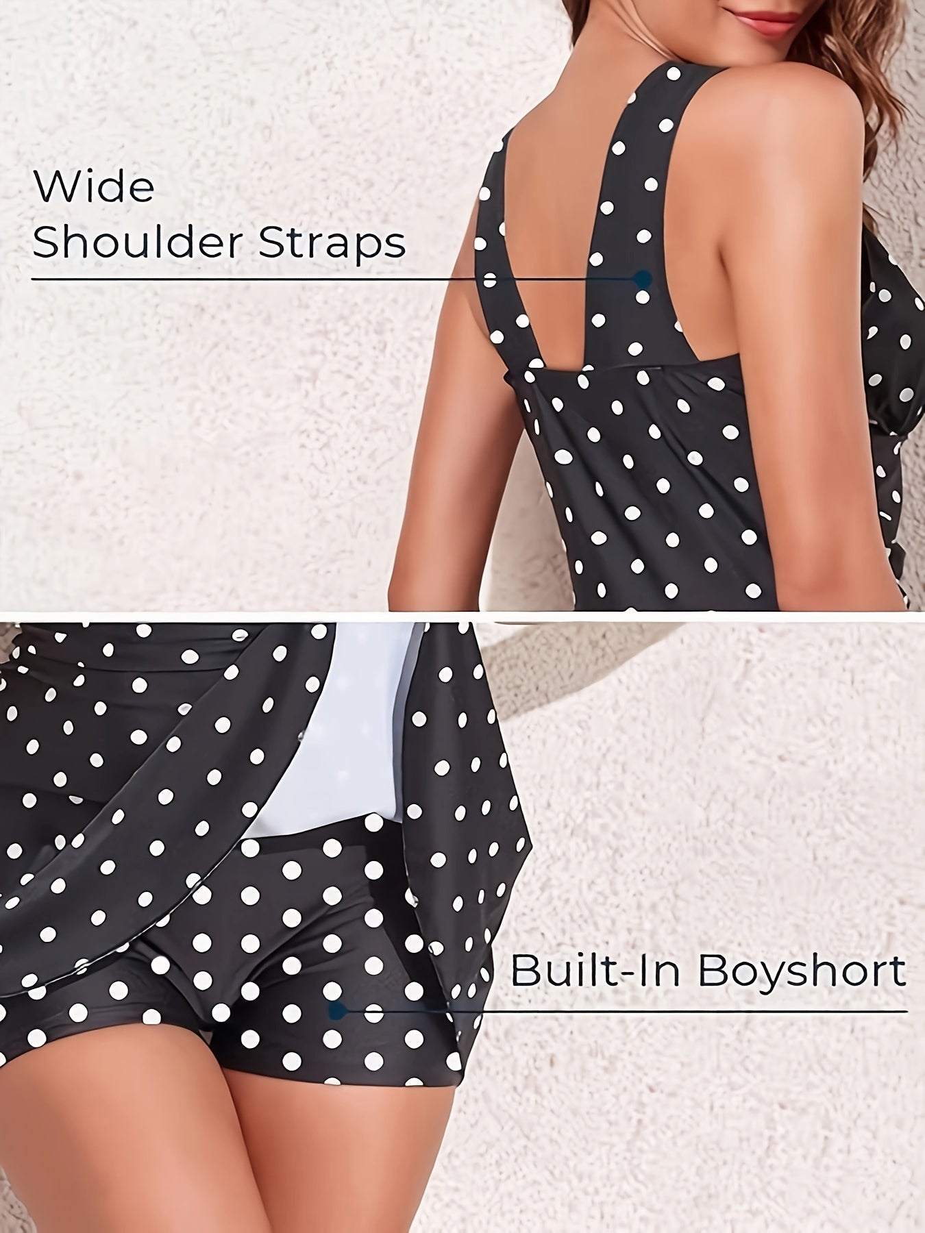 Retro Polka Dot Badpak Zwart - Grace