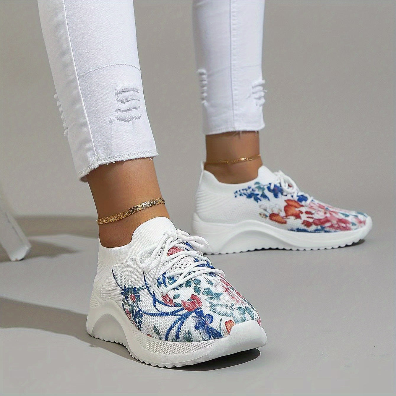 Witte Bloemen Sneakers - Sharyn