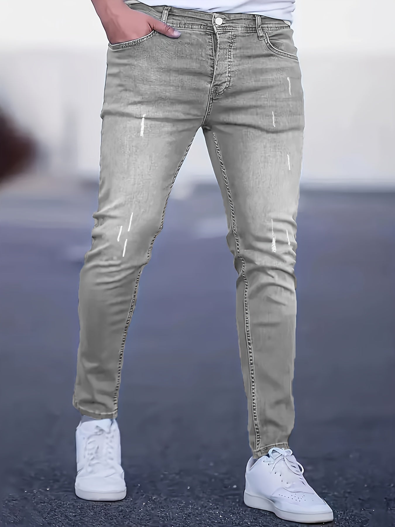 Gescheurde Skinny Jeans Helder Staalblauw - Alex