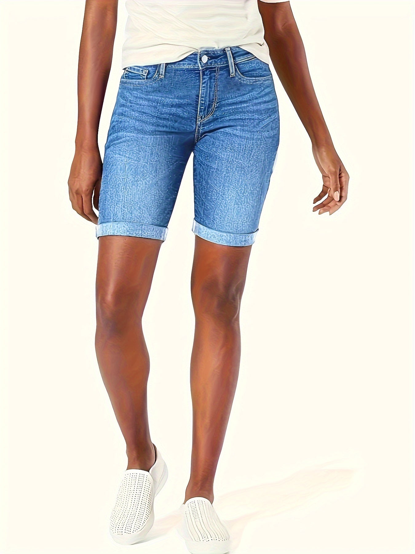 Blauwe Slim Fit Denim Shorts - Eva