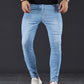 Slim Fit Gescheurde Jeans Blauw - Leo