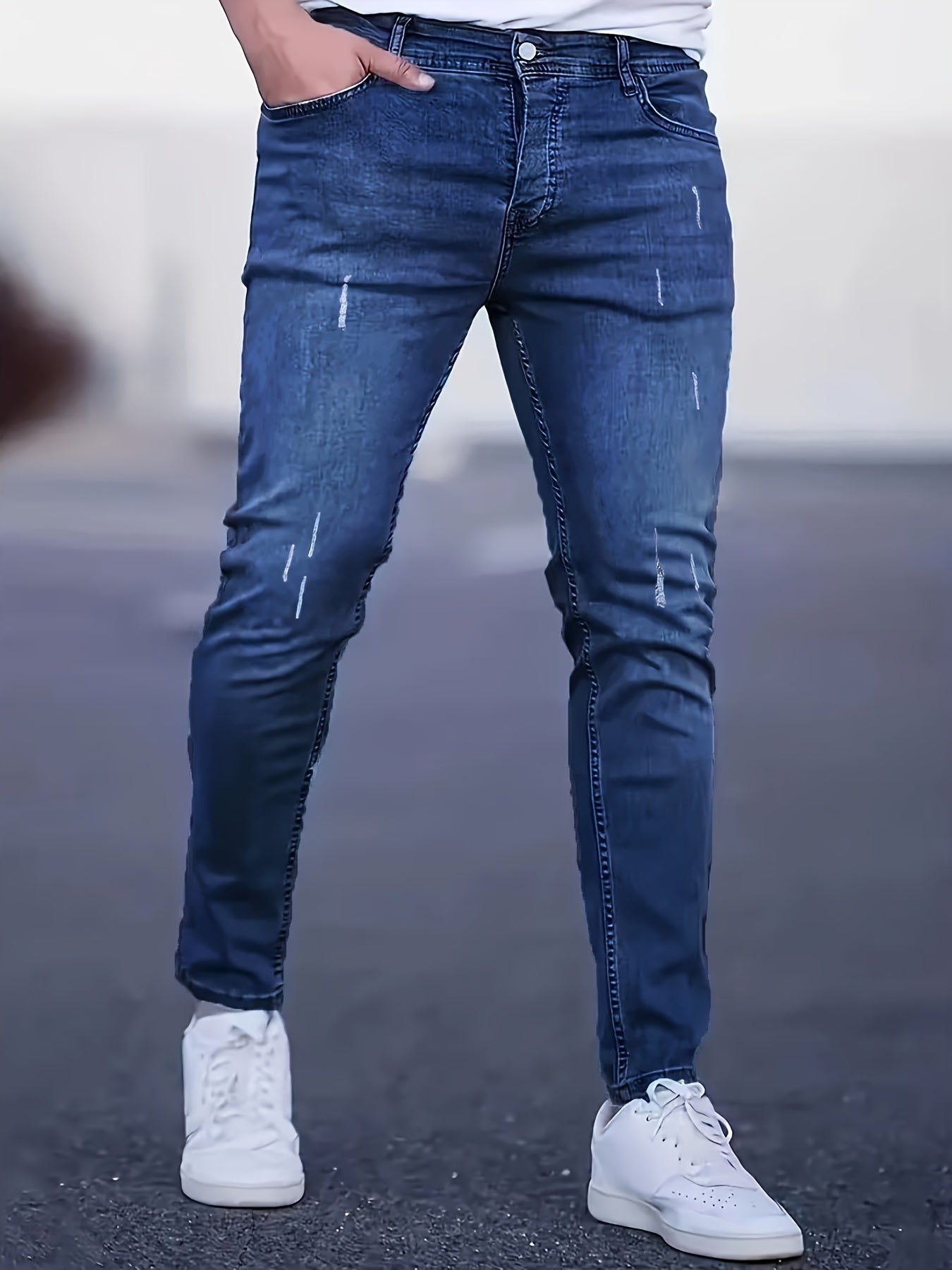 Gescheurde Skinny Jeans Helder Staalblauw - Alex