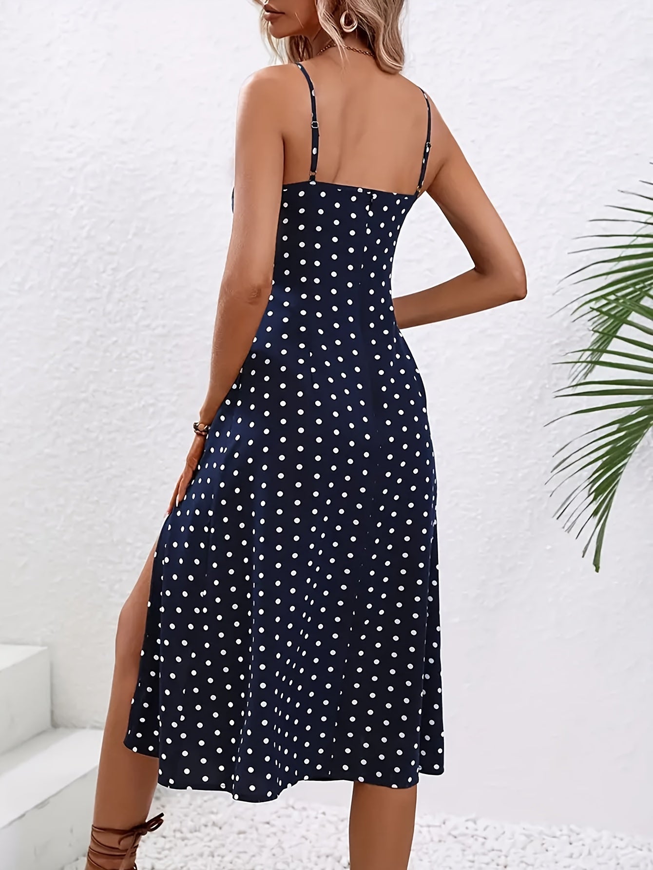 Rode Polkadot Jurk met Split - Mila