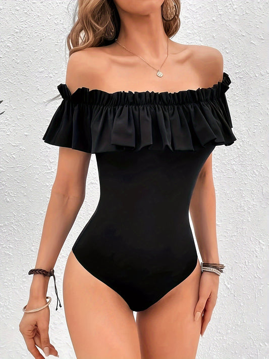 Zwarte Off-Shoulder Bodysuit - Lina