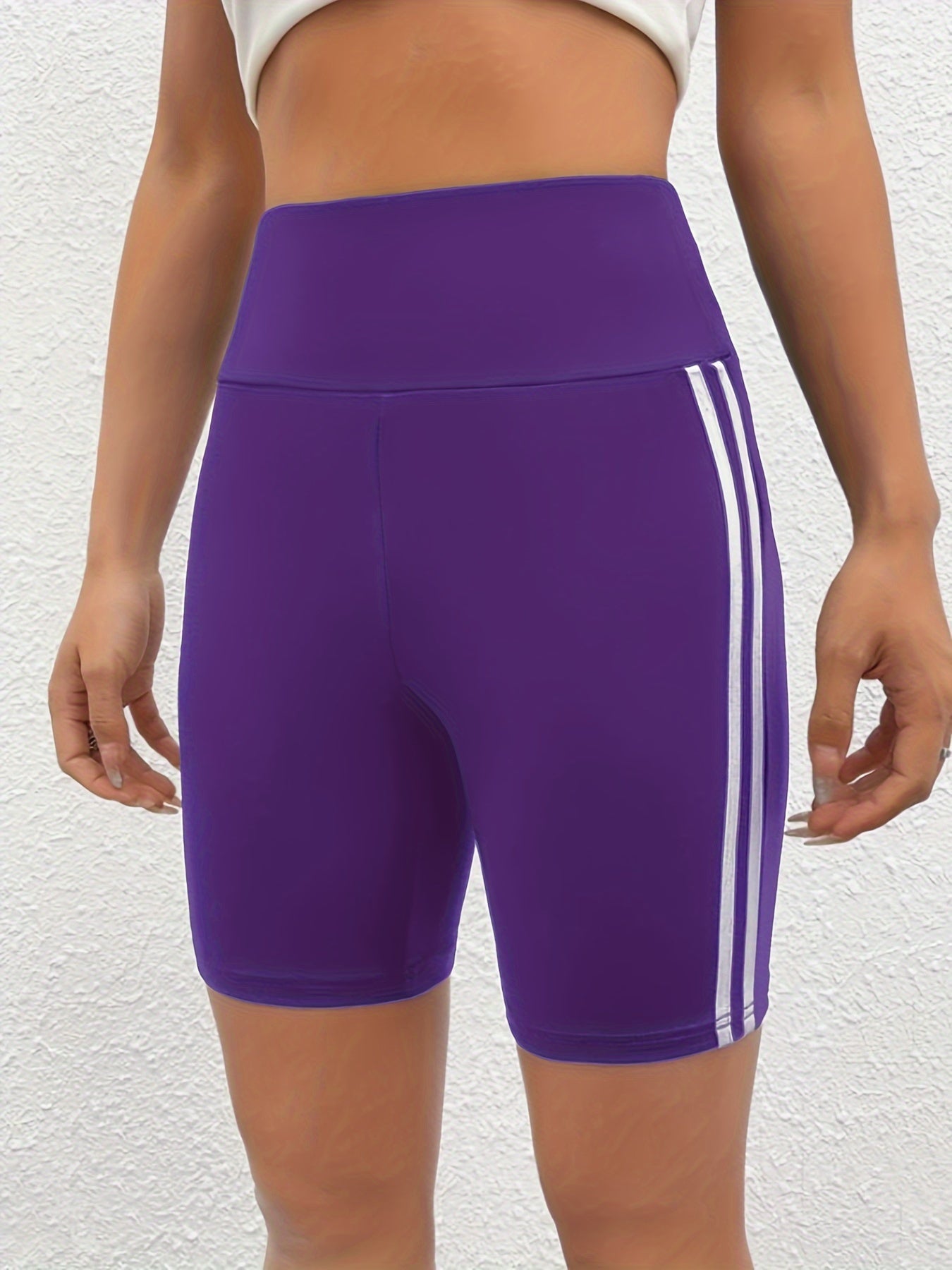 Zwarte Gestreepte Yoga Shorts - Luna