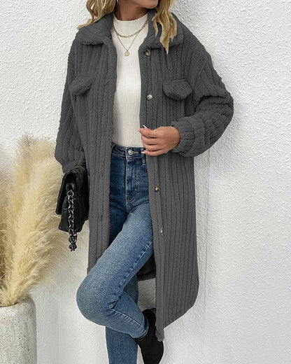 Gezellige Katoenmix Casual Jas - Dik Fleece met Klassieke Shearling Revers