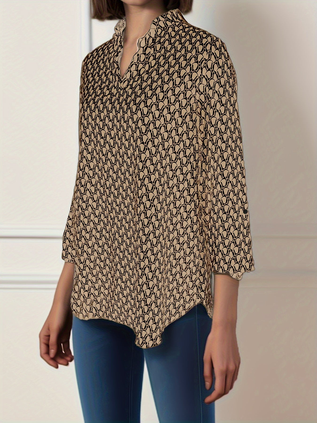 Zwarte Print Blouse - Noor