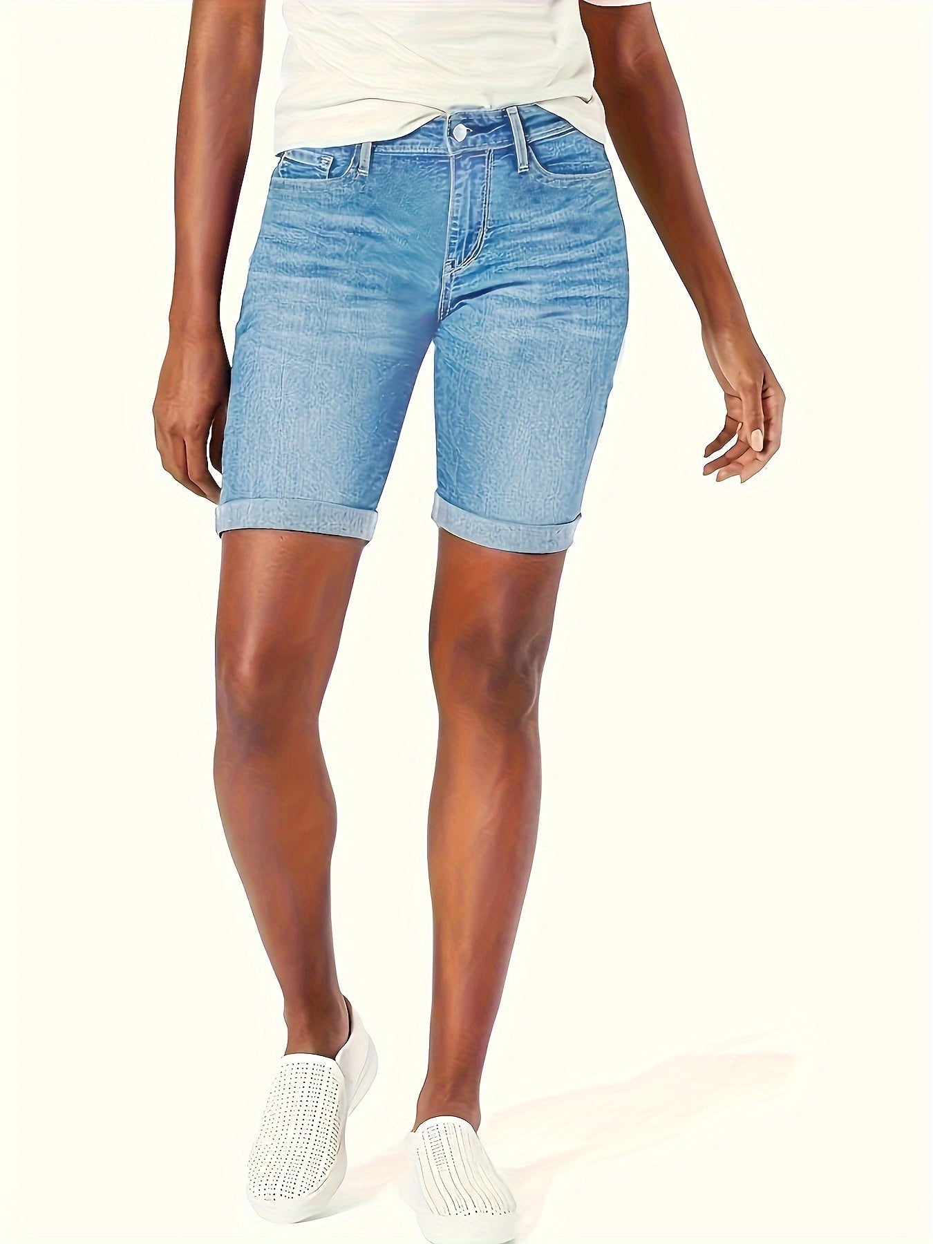 Blauwe Slim Fit Denim Shorts - Eva