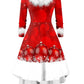 Festieve Flair Santa Claus Midi: Elegante V-Hals Winter Feestjurk