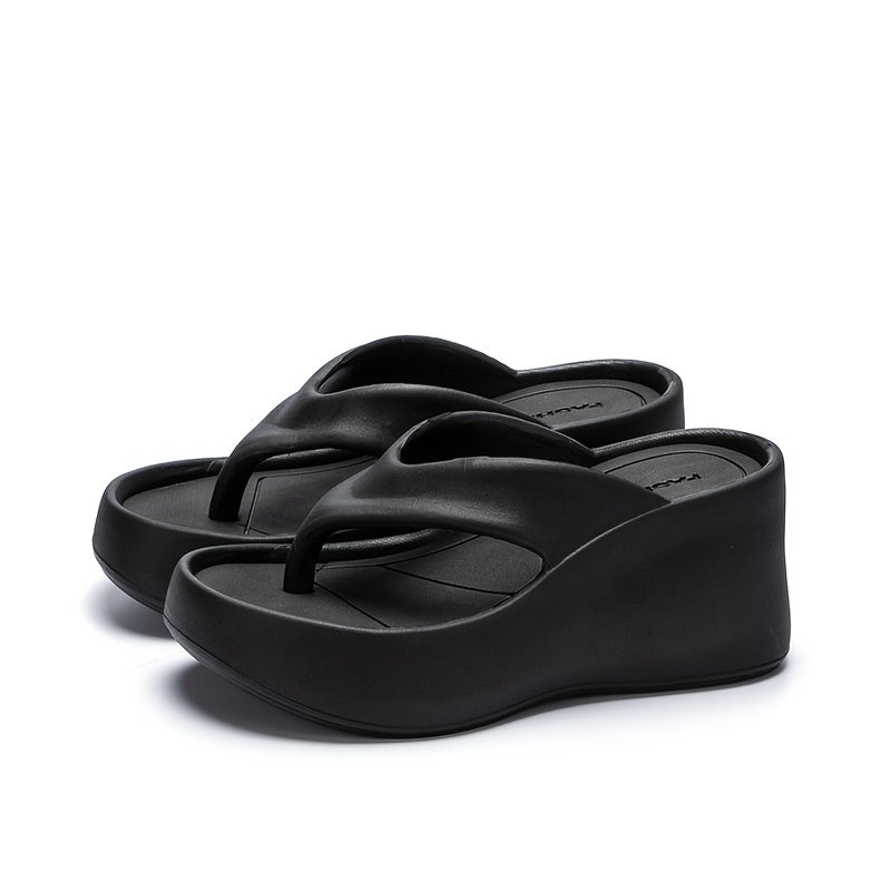 Zwarte Platform Teenslippers - Eva