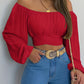 Witte Off Shoulder Crop Top - Luna