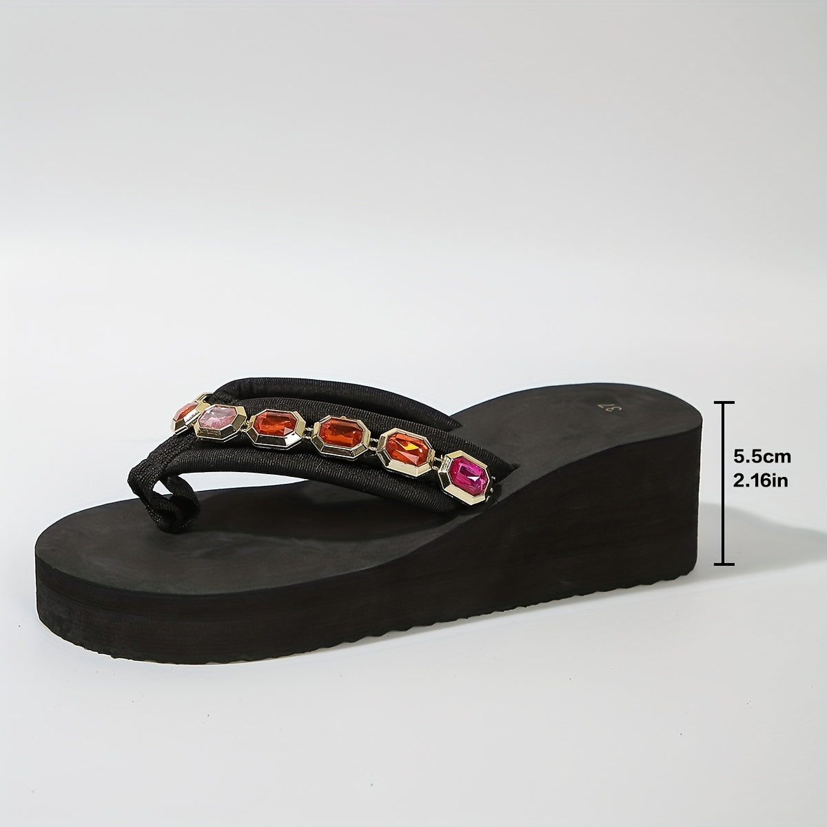 Zwarte Orthopedische Wedge Sandalen - Emma